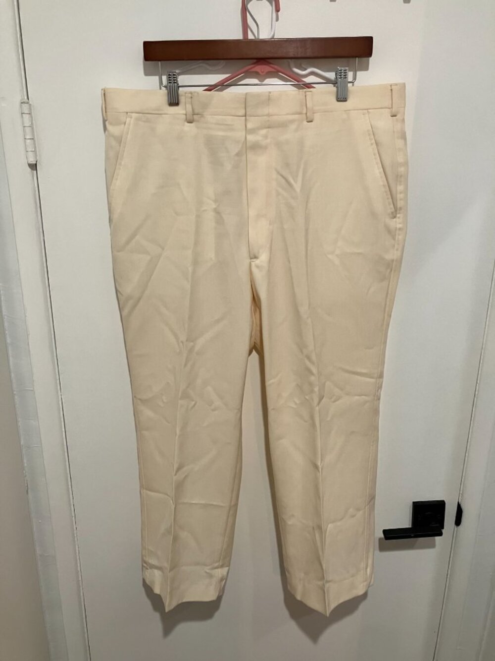 VTG Majer Slacks Men's Wool Straight Leg Slacks, Cream, Size 38x26